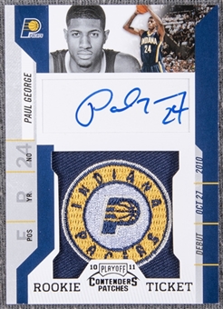 2010-11 Panini Contenders Patches Rookie Ticket #160 Paul George Signed Patch Rookie Card  